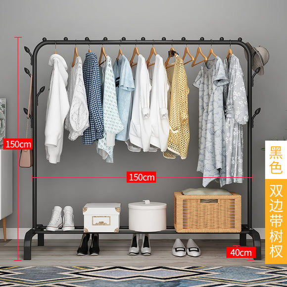 Freestanding Hanger Single Rod Multi-Functional Clothing Rack White 150CM