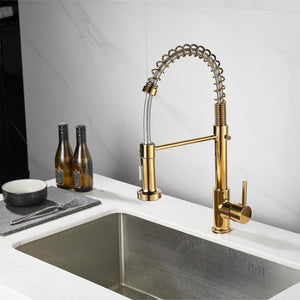 Kitchen Sink Taps Pull Out Sprayer Kitchen Faucet Mixer 360 degree Rotate  Golden
