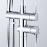 Freestanding Bathtub Faucet With Hand Shower Chrome Metal Floor Mount Handheld Shower Mixer Tap