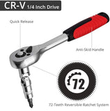 46Pcs Drive Socket Set - 1/4 inch Drive Socket Ratchet Wrench Set  with Storage Case