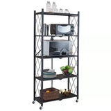 Foldable 5 Tier Kitchen Trolley Shelving Unit with Wheels
