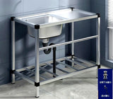 Freestanding Stainless Steel Sink with Shelves 80x42 cm
