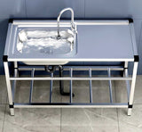 Freestanding Stainless Steel Sink with Shelves 80x42 cm