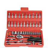 46Pcs Drive Socket Set - 1/4 inch Drive Socket Ratchet Wrench Set  with Storage Case