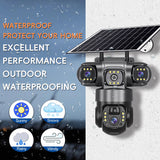 Three Dual Lens Outdoor Screens Video Surveillance Security Camera Wifi 4G with Solar Powered Outdoor 1080P HD