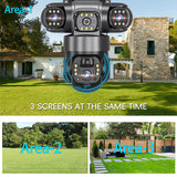 Three Dual Lens Outdoor Screens Video Surveillance Security Camera Wifi 4G with Solar Powered Outdoor 1080P HD