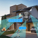 Three Dual Lens Outdoor Screens Video Surveillance Security Camera Wifi 4G with Solar Powered Outdoor 1080P HD