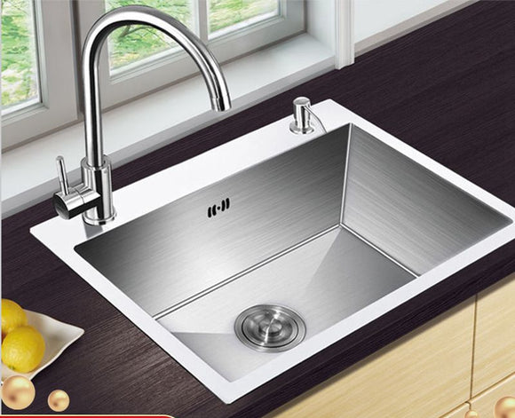 Sink Stainless Steel Sink Single Bowl Kitchen Sink 500 * 400mm (Faucet Not Included)