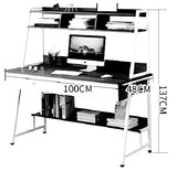 Table Computer Desk Steel Legs with 2 Book Shelf 100cm B100