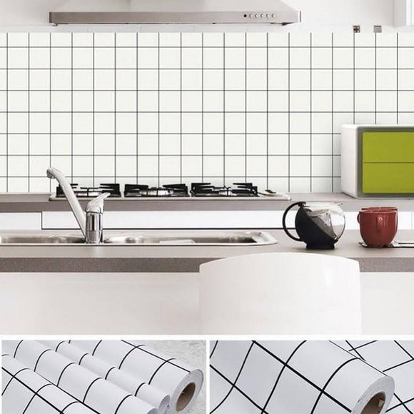White Square Pattern Kitchen Wallpaper self adheresive 0.60*5m