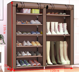 Canvas Fabric Shoe Rack Storage Cabinet with Dustproof Cover 9 Level 2 Rows