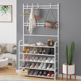 Brand New Multifunctional Shelf Storage Rack Shoes Rack and Cloth Hanger White