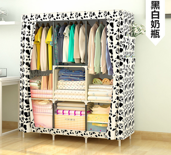 Portable Clothes Wardrobe Storage Cupboard #SANGUA-BLACK