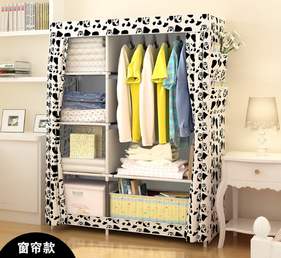 Portable Clothes Wardrobe Storage Cupboard # Dan-white