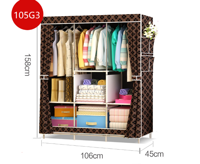 Portable Clothes Wardrobe Storage Cupboard # KUJIN105 – ushopnz