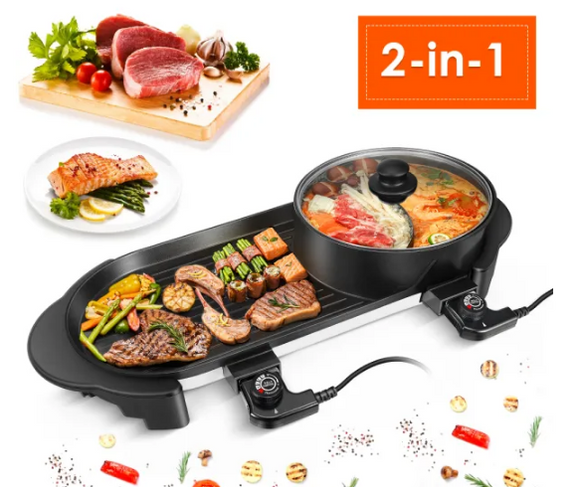 Portable  Multifunctional Electric Grill Electric Barbecue Grill Indoor Hot Pot