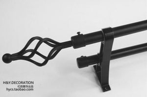 Double Rods Curtain Pole Set Extendable 200-400 cm Black