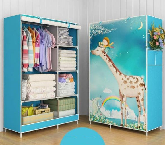 Portable Clothes Wardrobe Storage Cupboard # Dan-Blue