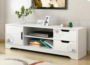 Entertainment TV Unit White Color with 1 Door 2 Drawers 120cm