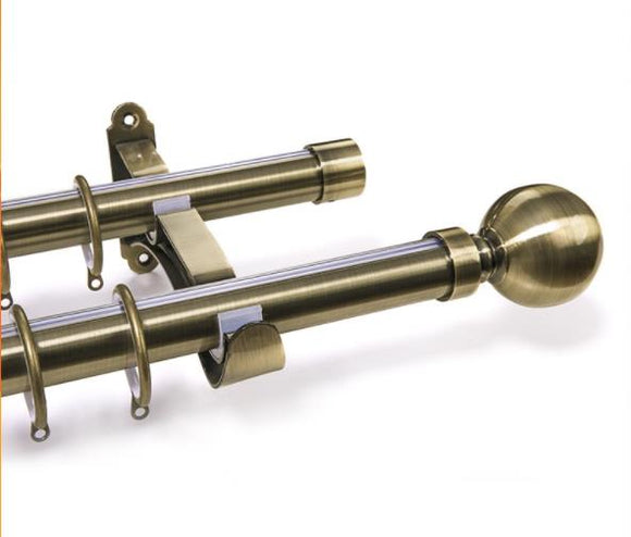 Double Rods Curtain Pole Extendable rod 160-310cm Brassy