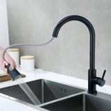 Kitchen Mixer Tap ware 360 degrees Rotated Pull Out Matt Black #dawang