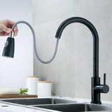 Kitchen Mixer Tap ware 360 degrees Rotated Pull Out Matt Black #dawang