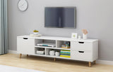 Entertainment TV Unit White Color with Wood Legs  140cm