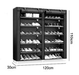Canvas Fabric Shoe Rack Storage Cabinet with Dustproof Cover 12 Level blue
