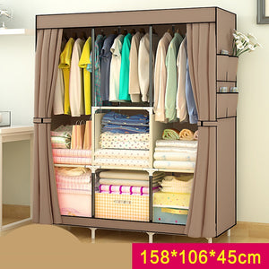 Portable Clothes Wardrobe Storage Cupboard #  Brown105