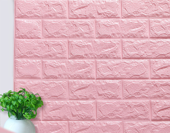 Wallpaper Wall Sticker 3D Brick Look Pink  Color