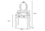 Dressing Table with Mirror and 4 Drawers White and Stool