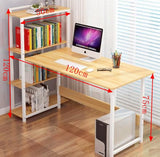 Study Table Computer Desk & Steel Book Shelves 120cm Wood Color