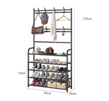 Brand New Multifunctional Shelf Storage Rack Shoes Rack and Cloth Hanger Black