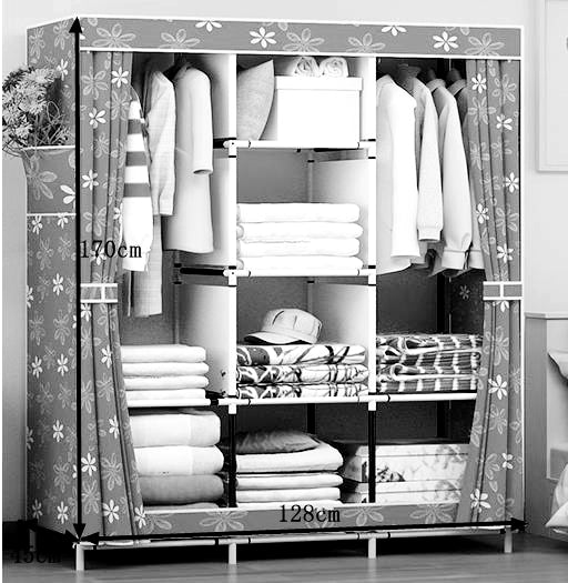Portable Clothes Wardrobe Storage Cupboard # er-Brown – ushopnz